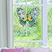 RIVER OF GOODS Butterfly 20.5 Inch High Stained Glass Suncatcher Window Panel, Orange, Blue, Yellow