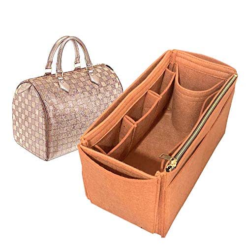 (Speedy 35 compatible, Brown) Felt Purse Insert (Type JIA), Base Shaper, Light Soft