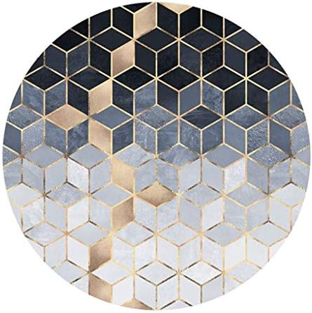 mjb Carpet Round Marble Pattern Carpet Living Room Computer Swivel Chair Blanket Staircase Geometric Carpet Bedroom Coffee Table Blanket (Color : GRAY, Size : 120 * 120CM)