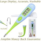 Amplim Medical Grade Oral Thermometer with Cover for Babies/Infants/Toddlers/Adults. Armpit, Rectal Baby Fever Termometro. Flexible Tip, Accurate and Fast Readings – Blue Green