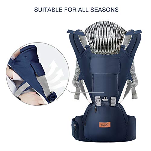Bable Baby Carrier with Hip Seat 9-in-1, 360 Ergonomic Baby Carrier, Toddler Tush Stool for All Seasons, Soft Baby Sling No Infant Insert Needed - Adapt to Newborn, Infant Hiking Backpack Carrier