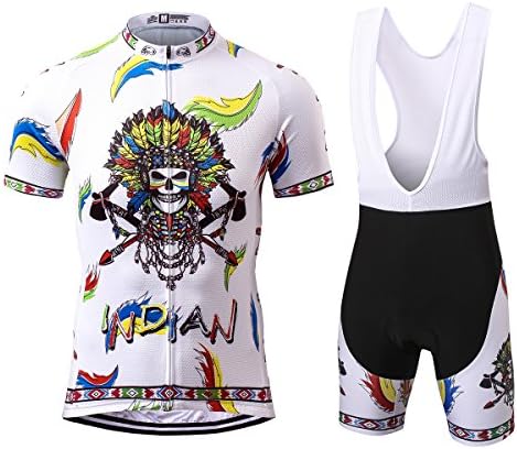 Thriller Rider Sports Mens INDIAN Outdoor Sports Mountain Bike Short Sleeve Cycling Jersey and Bib Shorts Suit 4X-Large
