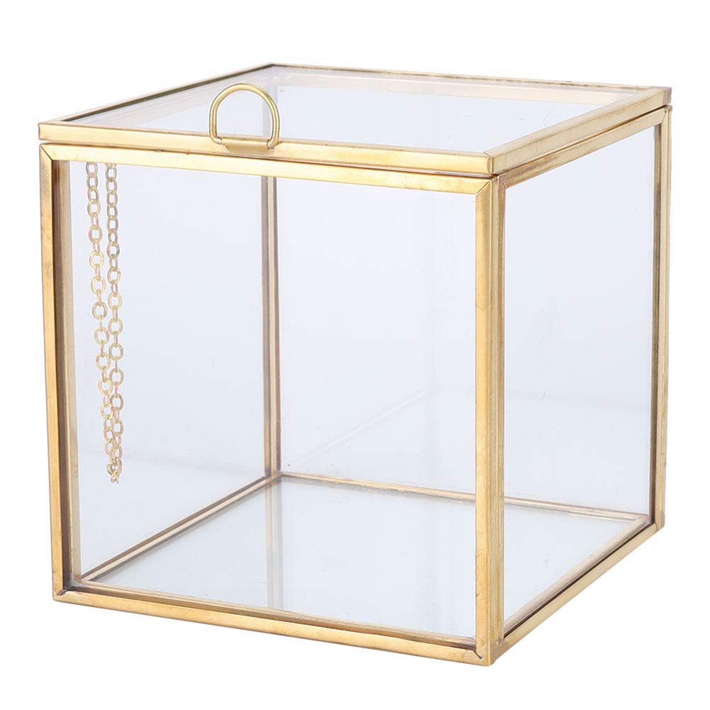Cikonielf Glass Terrarium Gold Edge Geometric Planter Succulent Holder Plants Container Flower Pot Tabletop Window Landscape Decor