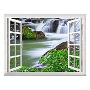 Removable Wall Sticker/Wall Mural - Waterfall in National Park of Thailand | Creative Window View Wall Decor - 24"x32"