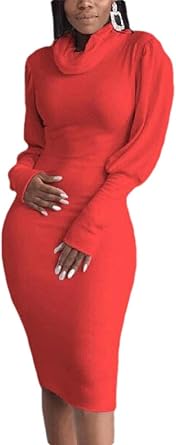 turtleneck bodycon midi dress