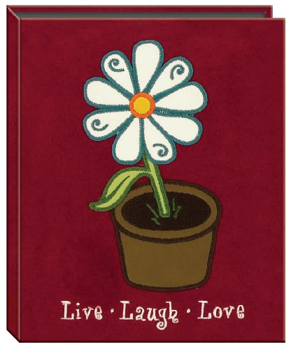 Pioneer Photo Albums Embroidered"Live-Laugh-Love" Faux Suede Flower Design Cover Brag Album