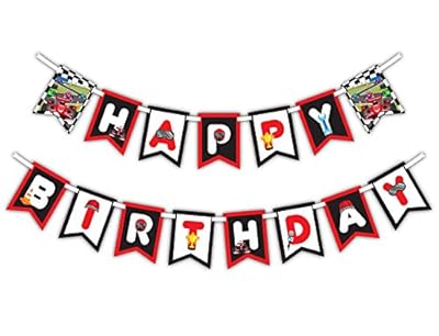 Race Car Racing Multi-Use Happy Birthday or Welcome Baby Shower Party Banner Decoration (23ft Ribbon)
