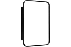 Otlsh 16x24'' Farmhouse Black Metal Framed Recessed Bathroom Medicine Cabinet with Beveled Mirror Rounded Rectangle Bathroom Medicine Cabinet -Black