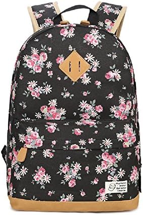 Urmiss Girl's Canvas Backpack Floral Lightweight Bookbag Laptop School Backpacks