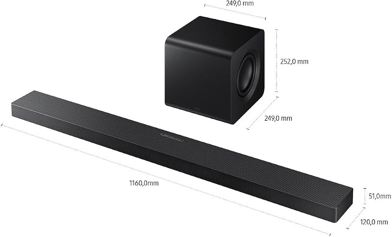 HW-QS710GF Q-Series 3.1.2-Kanal-Soundbar für Fernseher, TV-Lautsprecher mit kabellosem 6,5"-Subwoofer, Kabelloses Dolby Atmos und DTS:X, SpaceFit Sound, Q-Symphony