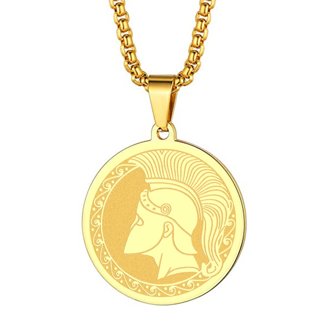 chengxun Symbol of the Ancient Greek God of War - Ares Necklace for Men Women Greek War Memorial Charm Pendant Neck Chain Amulet Talisman Jewelry Gift (232G)