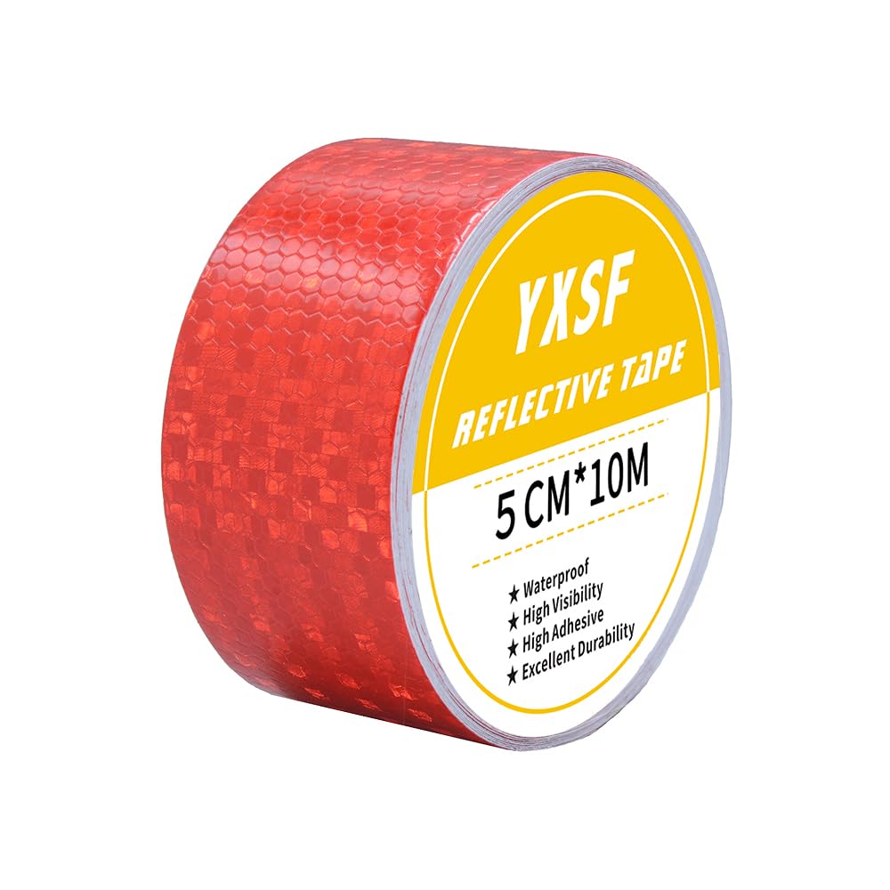 YXSF Red Reflective Tape,5 CM×10 M Reflector Tape Strips,high Viscosity Waterproof Reflective Tape for Vehicles Trucks Trailers Cars Boats Ships Motorcycles Bike Outdoor.…