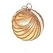 Woman Round Ball Clutch Handbag Rhinestone Ring Handle Purse Evening Bag (Gold)
