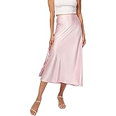 Women Midi Skirts Long Satin Silk Elegant High Waist Cocktail Party A-Line Spring Summer Skirt