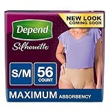 Depend Silhouette Incontinence Briefs for Women, Maximum Absorbency, S/M, Beige, Packaging May Vary