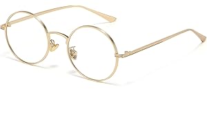 D Lolylad Classic Round Glasses for Women Men Retro Circle Clear Lens Non-Prescription Metal Frame Glasses