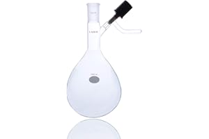 Laboy Glass 1000mL Pear-Shaped Schlenk Flask Tube Kjeldahl-Style Reaction Storage Air-Free with High Vacuum Valve & 24/40 Joint Lab Glassware