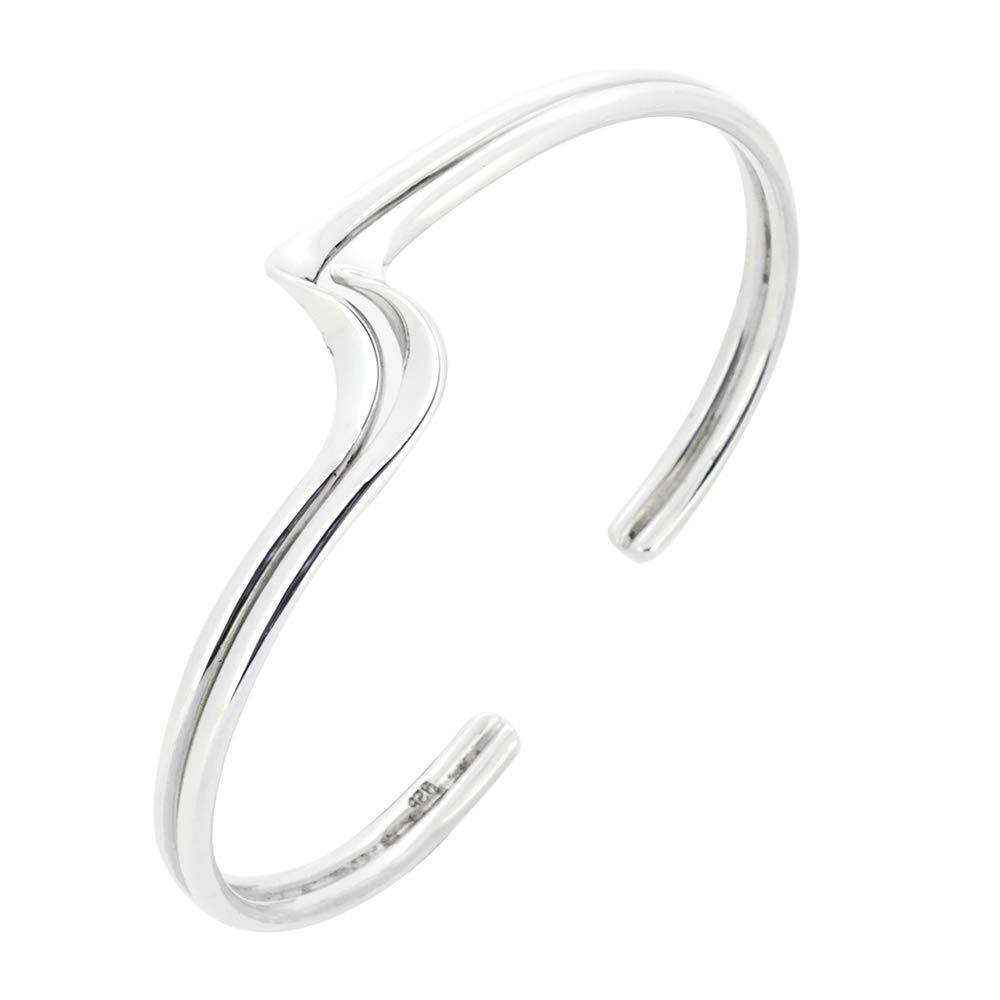 Treasure Bay Women’s Chic Sterling Silver Bangle Bracelet, Women’s Silver Cuff for ladies girls