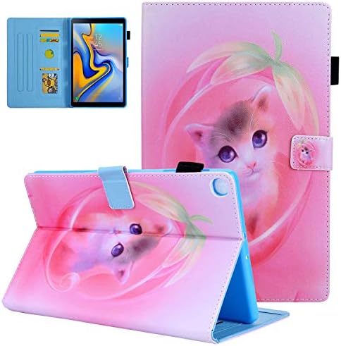 UGOcase Samsung Galaxy Tab A 10.1 2019 Case, PU Leather Folding Stand Folio Cover with Pen Holder, Card Pocket Cute Cover for Galaxy Tab A 10.1 Inch SM-T510/SM-T515 2019 Release, Pink Cat