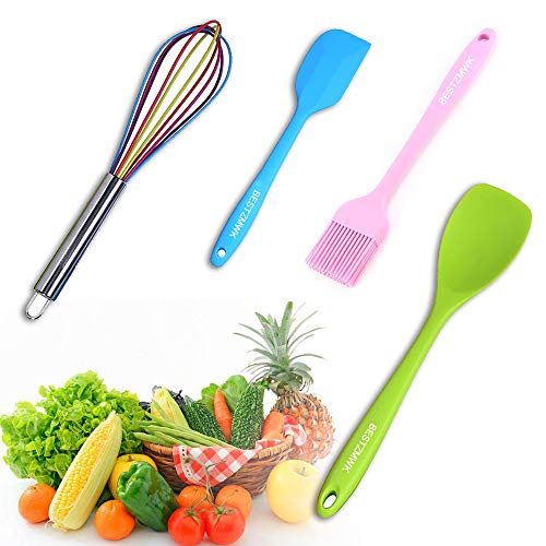 Kitchen Utensil Set - 11 Cooking Utensils - Colorful Silicone Kitchen Utensils - Nonstick Cookware with Spatula Set - Colored Best Kitchen Tools Kitchen Gadgets