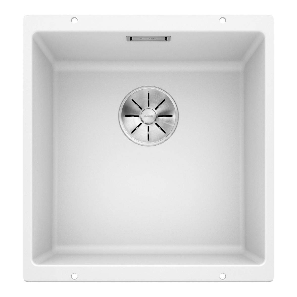 BLANCO SUBLINE 400-U | SILGRANIT Sink in White | Installation Type: undermount Installation | for 50 cm Wide Base cabinets | One Cut-Out and only one Installation | [43x46x20.2 cm]