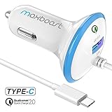 Type C Car Charger, Maxboost 35W w/ Quick Charge 2.0 Technology+Built-in Type-C (3.1) USB C Adapter Charging Cable for Google Pixel XL,Nexus 5X 6P,MacBook 12