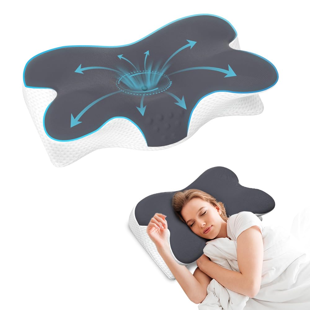 Photo 1 of Cervical Neck Pillow for Neck Pain Relief,Side Sleeper Pillow for Sleeping,Contour Memory Foam Neck Support Pillows,Bed Pillow for Back Stomach Sleepers