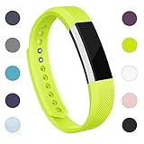 iGK Replacement Bands Compatible for Fitbit Alta and Fitbit Alta HR, Newest Adjustable Sport Strap Smartwatch Fitness Wristbands with Metal Clasp Yellow-Green Small