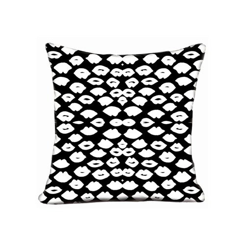 Bedroom Pillow Case Lips Lipstick Black And White Kisses Valentines Love Girly Print Pillow Case 20 * 20-Inch