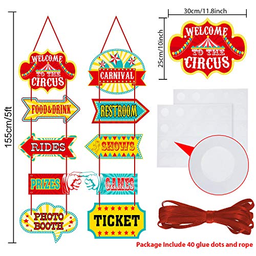 Blulu Carnival Decorations Laminated Circus Carnival Signs