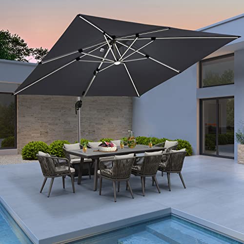 PURPLE LEAF 10 Feet Double Top Deluxe Solar Powered LED Square Patio  Umbrella Offset Hanging Umbrella Outdoor Market Umbrella Garden Umbrella,  Grey in Dubai - UAE | Whizz Umbrellas