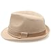 Classic Trilby Short Brim 100% Cotton Twill Fedora Hat with Band(Khaki,LXL)