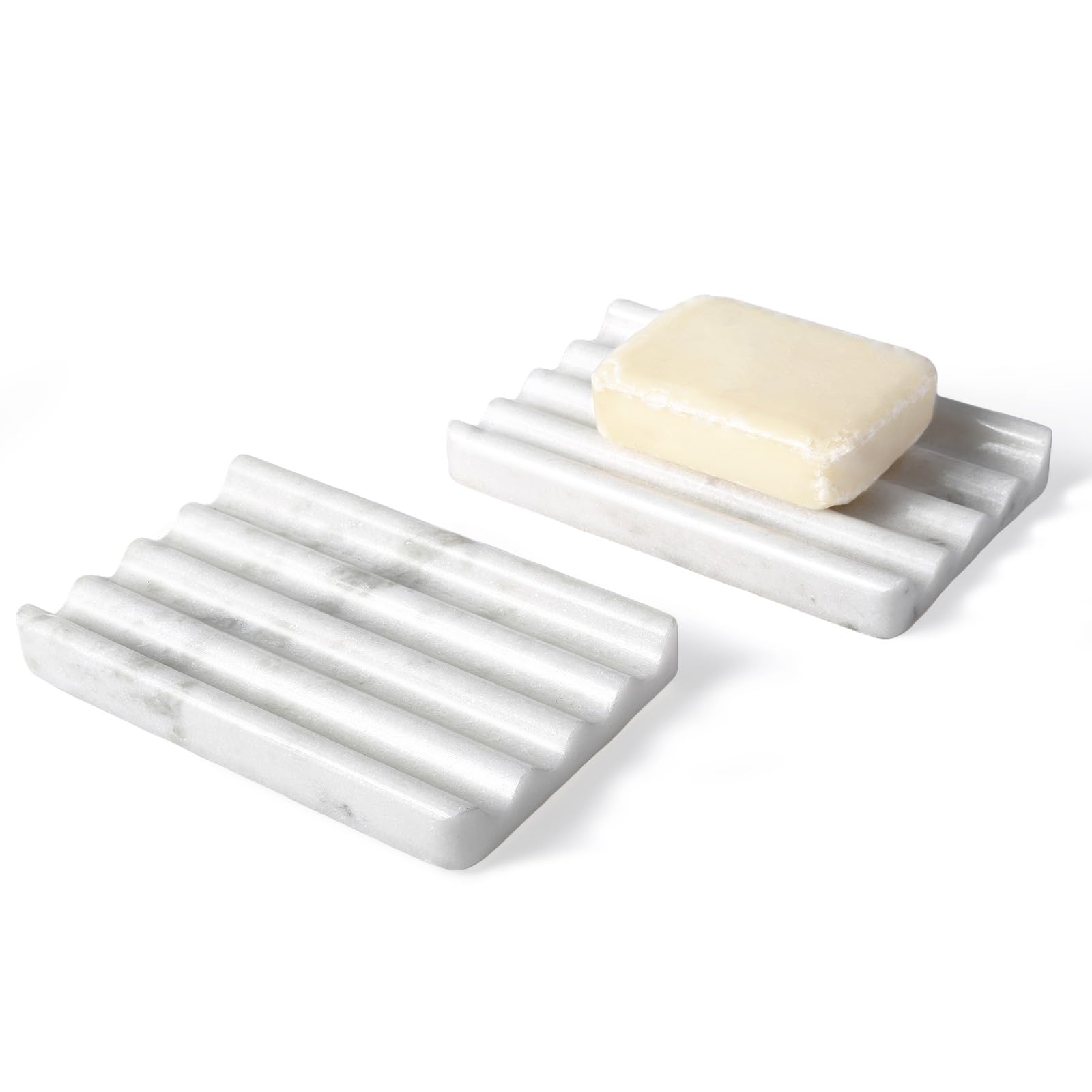 Photo 1 of 2 Pcs Marble Soap Holder, Soap Dish for Shower, Bathroom, Kitchen, Multi-Function Bar Soaps Holder, Soaps Saver with Water Ripple Design, Soap Tray(Namib Fantasy)