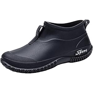 KGKQHKQ Women Slip On Waterproof Rain Shoes Lightweight Non-Slip Garden Shoes Low Top Round Wide Toe Flat Outdoor Daily Walki