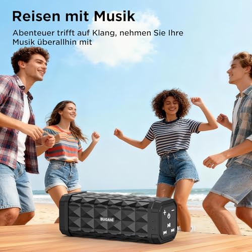 BUGANI Portable Bluetooth Speaker 5.4 Bluetooth Speaker 30H Autonomy | 24W Bluetooth Speakers, IPX5 Waterproof Bluetooth Speaker, TWS Pairing, USB, AUX, Party/Travel/Outdoor