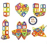Soyee Magnetic Blocks Educational Toys for 3+ Year Old Boys and Girls Stacking Toddler Toys 64pcs Magnetic Tiles Big Building Block Set Great STEM Toy Gift Idea for Kids