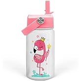 Flamingo Water Bottle - Kids Water Bottle with Straw Lid - 12 Oz Insulated Stainless Steel Water Bottles for Kid Girls - Travel Cup for School Sports