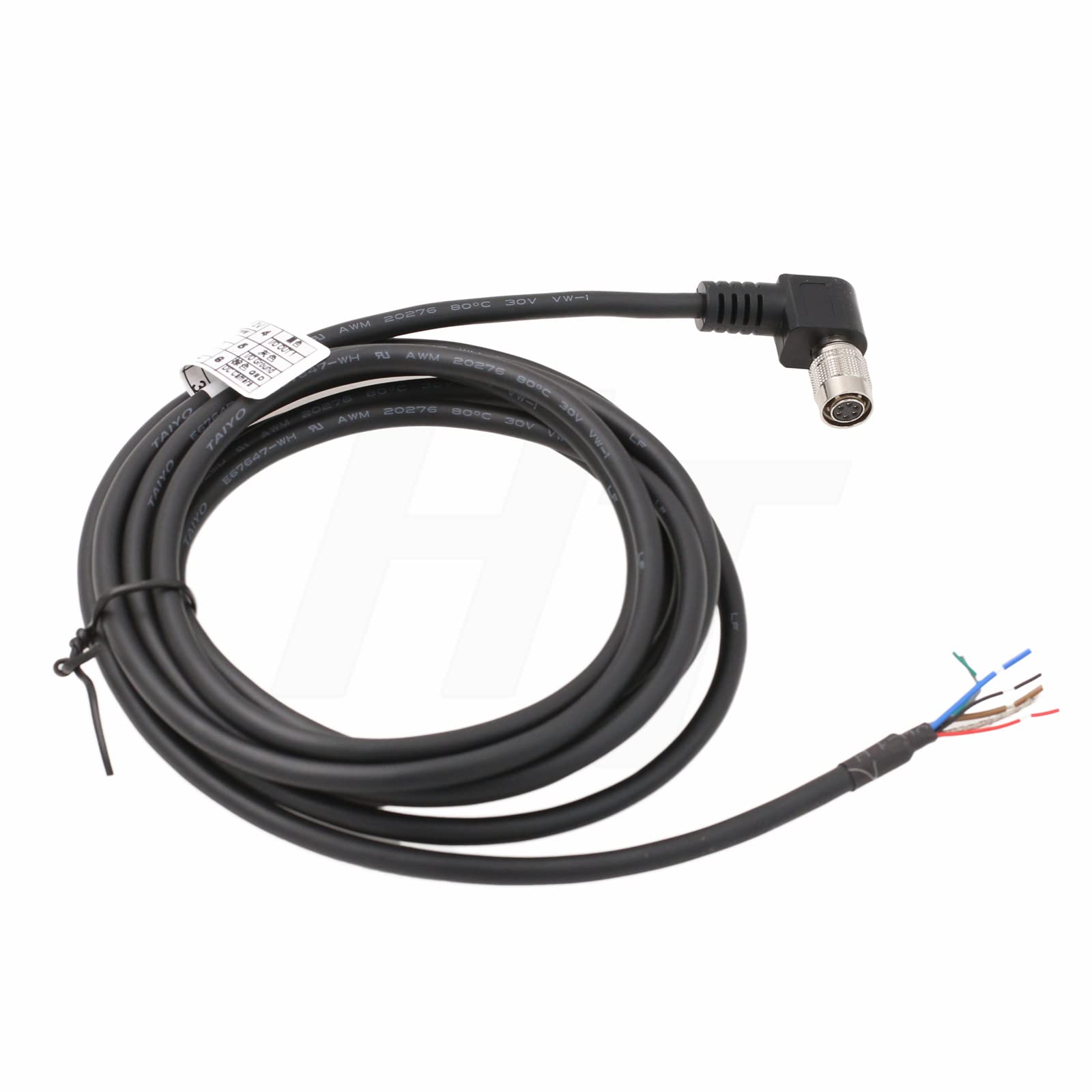 HangTon Hirose 6-Pin Power IO Data Cable for Scanner Camera Basler GigE, Sony, Imaging Source, HikRobot, Baumer, AVT, Panasonic, Jai, Dalsa, Right-Angle HR10A-7P-6S, 2m