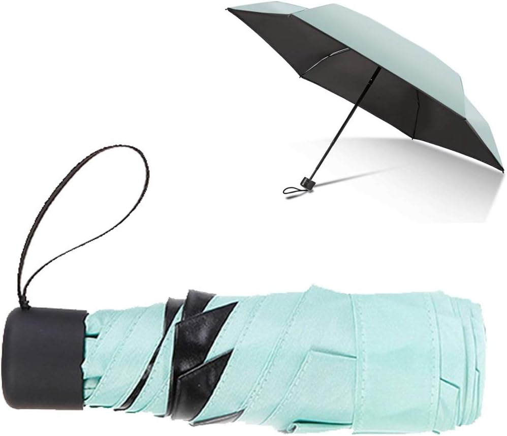 Mini Travel Umbrella Compact Small Purse Umbrella for Women Sun Rain Umbrellas Mint Green