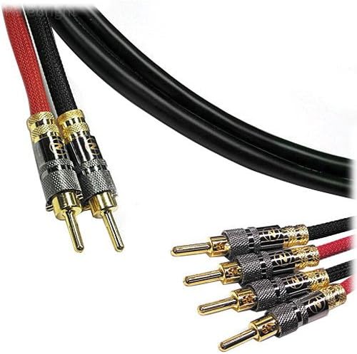 2 Banana to 4 11GA BiWire Speaker Cable (Black, 12') - Polebright update