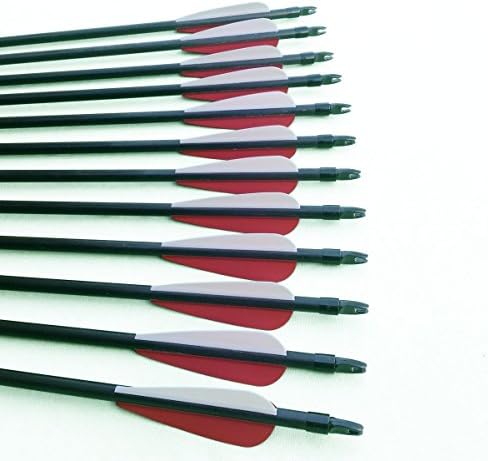 12 Marksmen Fiberhawk 30 inch Fiberglass Arrows for Recurve Bows With Nocks And Tips (1 Dozen)