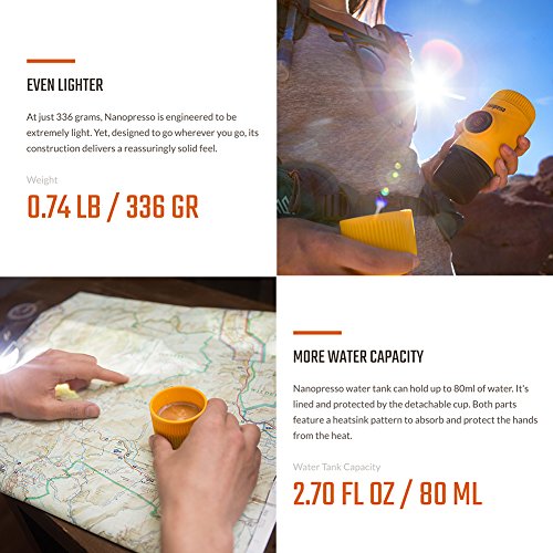 Wacaco Nanopresso Portable Espresso Maker, Upgrade Version of Minipresso, 18 Bar Pressure, Yellow Patrol Edition, Extra Small Travel Coffee Maker, Manually Operated. Perfect for Kitchen and Office - Thumbnail 4