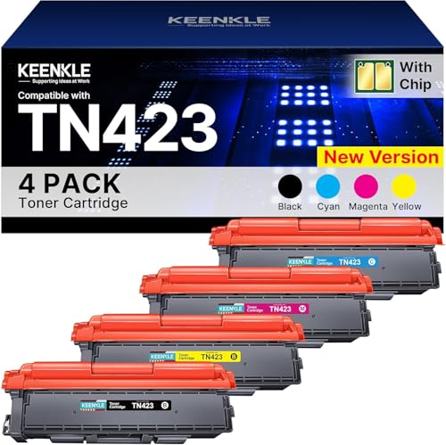 KEENKLE TN-423 TN423 Toner Compatible with Brother TN-423BK TN 423 TN-421 for Brother MFC-L8690CDW Toner HL-L8260CDW MFC-l9570cdw DCP-L8410CDW (TN423BK TN423C TN423Y TN423M, Pack of 4) )