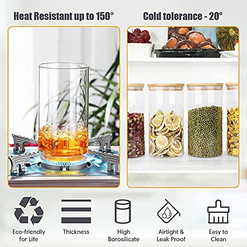 GGerou Glass Storage Jar with Bamboo Lids,Glass Airtight Canisters sets,Spice Jar, Pantry Organization and Storage Containers Ideal for Sugar, Coffee, Cookie, Candy,Cereals (1000ml/35.2 oz, Set of 6)