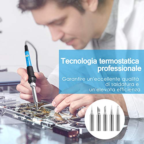 Kit Pirografia Legno WaxRhyed, Pirografia Legno 39 Pezzi Saldatura Elettrica Kit, 60W Temperatura Regolabile 200a 450℃, interruttore ON/OFF, Attrezzi Incisione Professionale lavori su Cuoio Legno