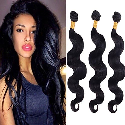 Baofu Hair 4pcs Brazlian Virgin Remy Human Hair Body Wave Extension 400g, Natural Black Color (12"*2+14"*2)