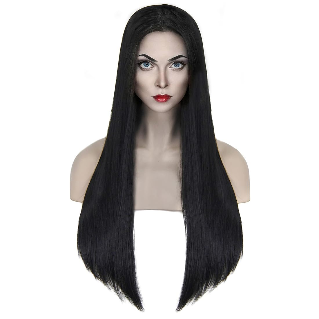 Photo 1 of shecool Black Wig for Costume Women 27'' Long Black Wigs for Women Cute Black Straight Wigs for Halloween Costume SL004BK