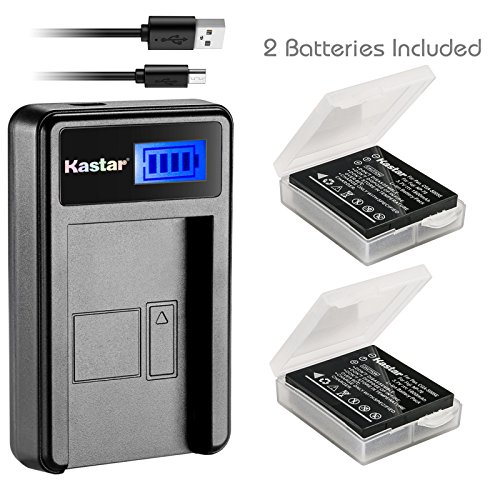Kastar Battery (X2) & LCD Slim USB Charger for Panasonic Lumix CGA-S005 S005E DMW-BCC12 and Lumix DMC-FS1 FS2 DMC-FX01 FX07 DMC-FX1 FX3 FX8 FX9 FX10 FX12 FX50 FX100 FX150 FX180 DMC-LX1 LX2 LX3