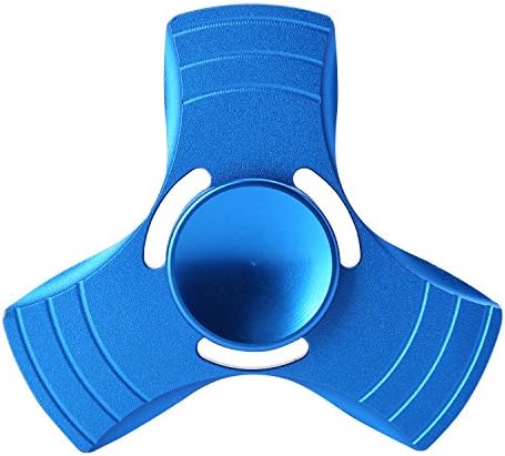 Tri-Fidget Hand Finger Spinner Metal Toy Time Killer for ADD, ADHD, Anxiety, and Autism Adult Children (Blue-Aluminum)