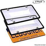 lebogner Car License Plates Shields and Frames Combo, 2 Pack Clear Bubble Design Novelty Plate Covers to Fit Any Standard US Plates, Unbreakable Frame & Covers to Protect Plates, Screws Included